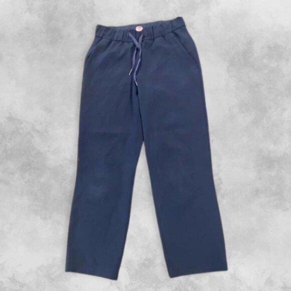 Lululemon Pants Cropped Length Elastic Waistband Adjustable Drawcord Blue W US 2 - Picture 1 of 6